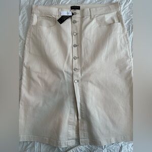Banana Republic Cream Denim Midi skirt